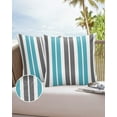 thumbnail image 6 of Pack of 2 Outdoor Pillow Covers, Blue and Grey Striped Rectangular Geometric Waterproof Square Throw Pillowcase Cushion Decorative Pillow Covers for Couch Patio Tent, 20x20 in, 6 of 6