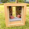 thumbnail image 4 of Aedtie Clearance Room Box With Window Miniature Book Handmade Wooden Mini Room Book Box With 260 Mini Books And 2 Cushions Miniature Book Kit For House Bedroom, 4 of 7
