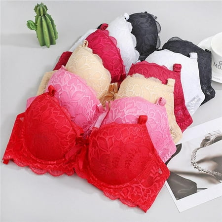 

Women Lace Push Up Bra High Seamless Gathering Massage Steel Ring Bra Underwear
