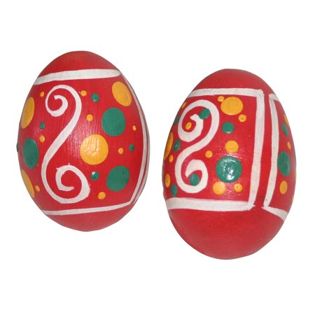 Wooden Egg Shaker Set, Pink Hand Painted Design