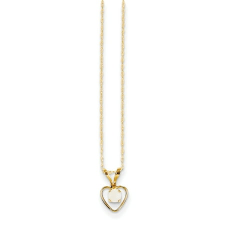 Tinkerbell Heart Charm - 14k Yellow Gold 3mm Opal Heart Chain Necklace Pendant Charm Kid For Women