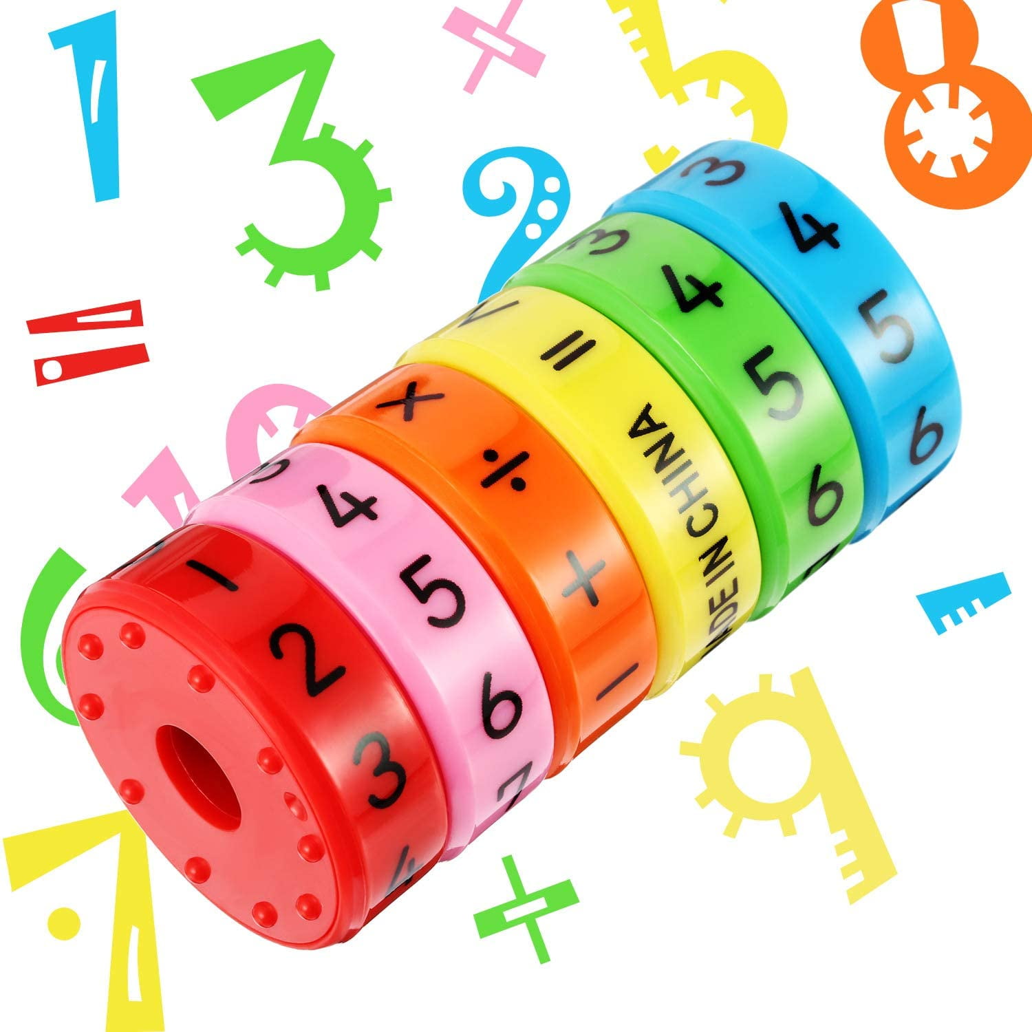 Magnetic Math Learning Toys Numbers and Symbols Math Skills Rotating Cylinder 