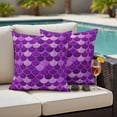 thumbnail image 4 of Purple Fish Scale Outdoor Waterproof Pillow Covers, Modern Geometric Ombre Abstract Moroccan Decorative Square Throw Pillowcase Sofa Cushion Sham for Patio/Couch/Chair, 24"x24" 2 Pack, 4 of 8