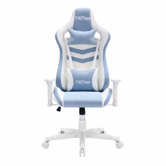 Ergonomic Gaming Chair - Pastel Fabric Chair with Lumbar Support - Adjustable Reclining Desk Chair