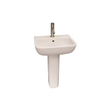 Modern Pedestal Sink - 20.5 Inch Bathroom Lavatory - One Hole Design - Elegant & Durable