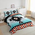 thumbnail image 3 of Manfei Vintage Aztec Bedding Comforter Set,Blue Geometric Pattern Twin Comforter Sets,Boho Theme Bedding Set,Super Cozy Room Decor Reversible,2-Piece, 3 of 8
