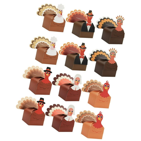 12-Pack Turkey Theme Boxes For Thanksgiving Celebrations, Home Decor & Family Craft Activities