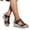 Black, variant on Open Toe Fashion Wedges, Geometric Cutout Strap Platform Wedges, Women's Glitter Wedge Slide Sandals - Geometric Cutout Strap Open Toe Platform Wedges With Metal Accents, Army Green 7.5