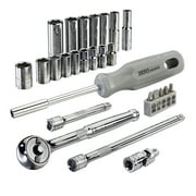 27-piece 1/4 Drive Sae Mechanics Tool Set - With Zero-degree Gearless Ratchet