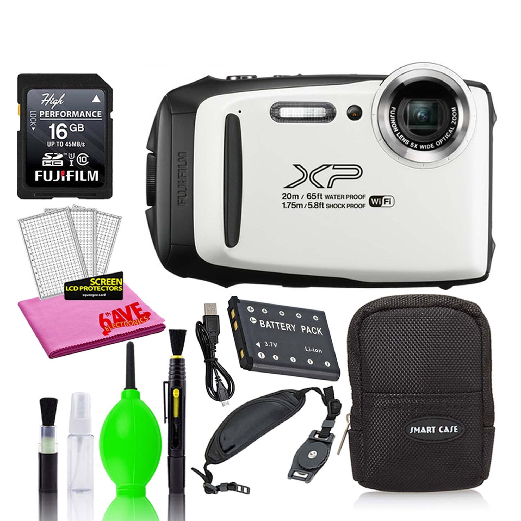 Fujifilm FinePix XP130 Waterproof Digital Camera (White) with 16GB