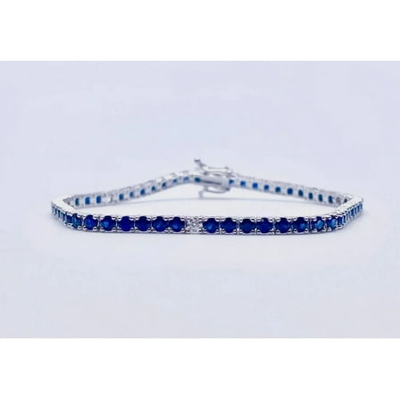 8ct Round Lab Created Sapphire Diamond Tennis Bracelet 14K White Gold Over 7"