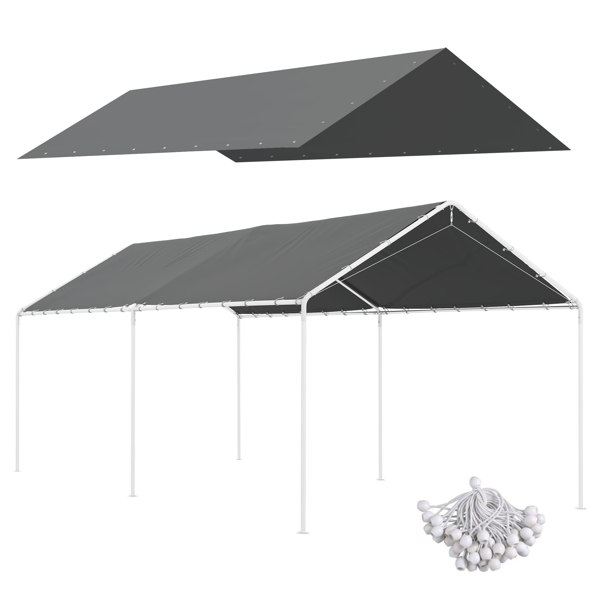 Outsunny, Carport Replacement Canopy Cover, 84C-159, Gray