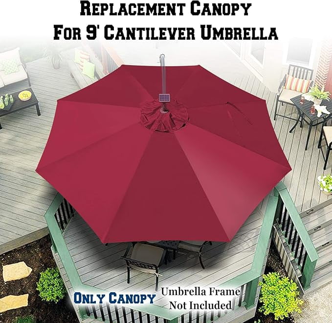 9ft Umbrella Top Cover Only Canopy 8rib Patio Replacement Canopy Outdoor (Canopy Only)