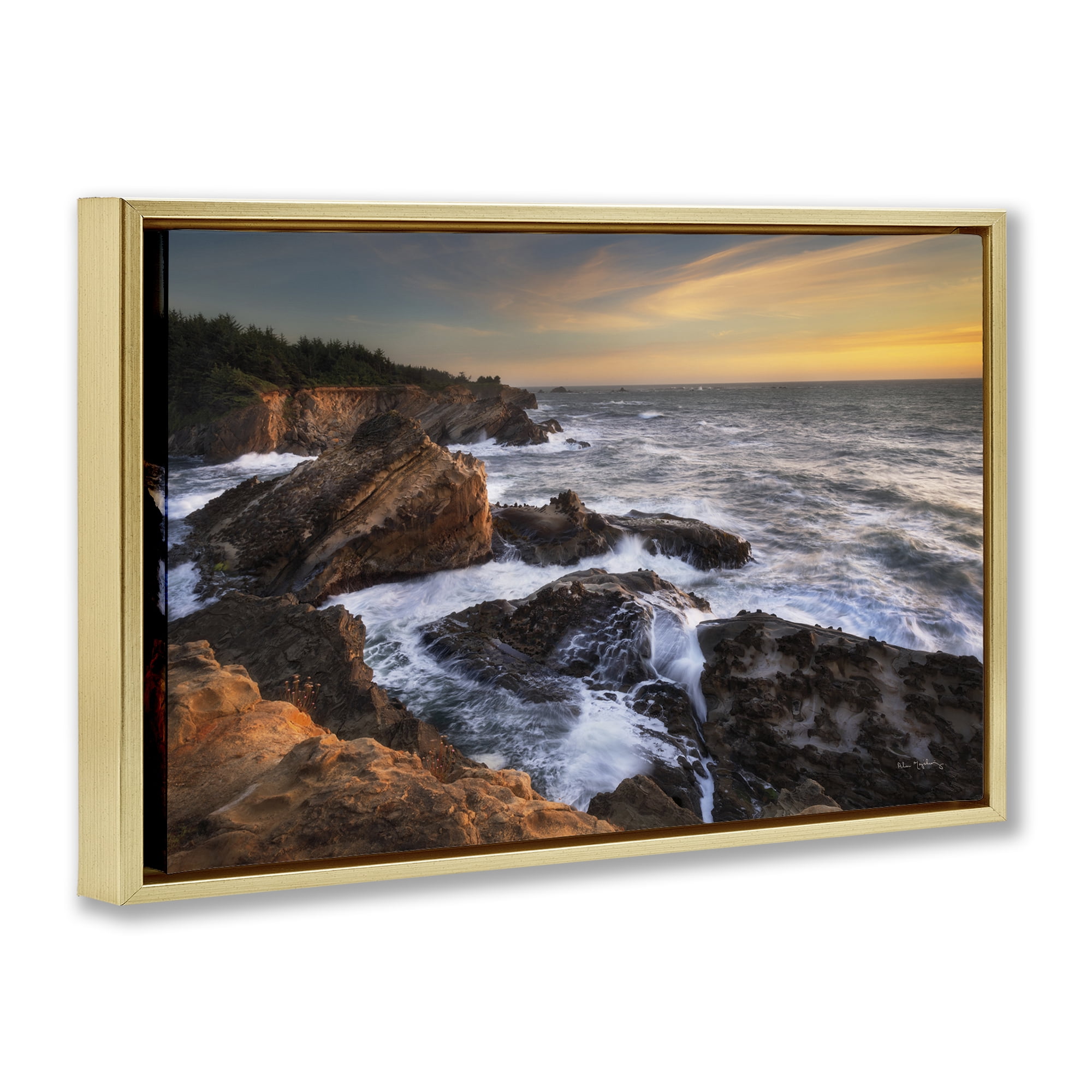 Stupell Industries Nautical Shore Acres Nautical & Beach Photography Gold Floater Framed Canvas Art Print Wall Art, 31 x 21