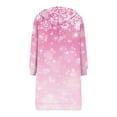 thumbnail image 5 of Women's Christmas Printed Long Sleeve Hooded Sweatshirt Jacket with Drawstring and Zipper Pockets, Fashionable Casual Wear for Fall and Winter,Pink,M, 5 of 6