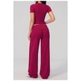 thumbnail image 4 of PISONIC Women Two Piece Workout Sets Short Sleeve T-Shirt Matching Butt-lifting Flare Leggings Gym Yoga Outfits, 4 of 6