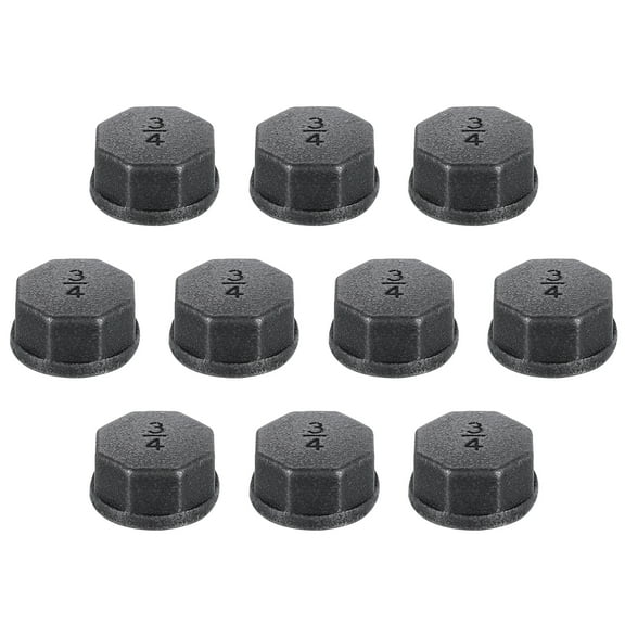 2 Pack 3/4" Octagon Head Steel Threaded Pipe Fitting Caps, Black