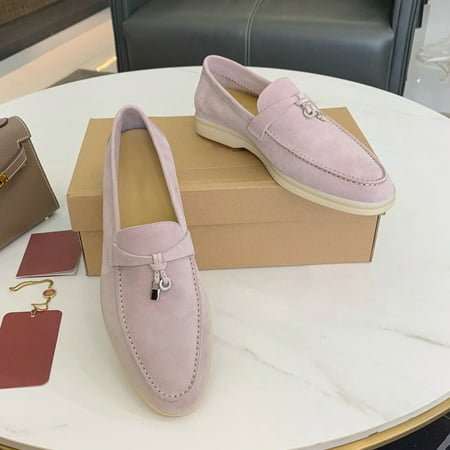 

NAYUKA Hot Suede Flat Shoes Woman Slip On Women Loafers Metal Lock Man‘s Round Toe Flat Mules Casual Shoes Summer Ladies Shoes 41 42