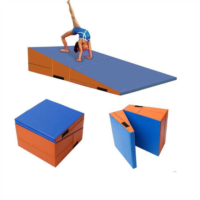 Folding Gymnastics Incline Mat Cheese Wedge Skill Shape Tumbling Mat Folding Incline Mat Slope Cheese Gymnastics Gym Exercise Aerobics Tumbling Wedge