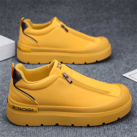 Men'S Shoes with a Side Zipper in Plus Sizes, Featuring a Comfortable And Stylish Design, Equipped with a Rubber Sole