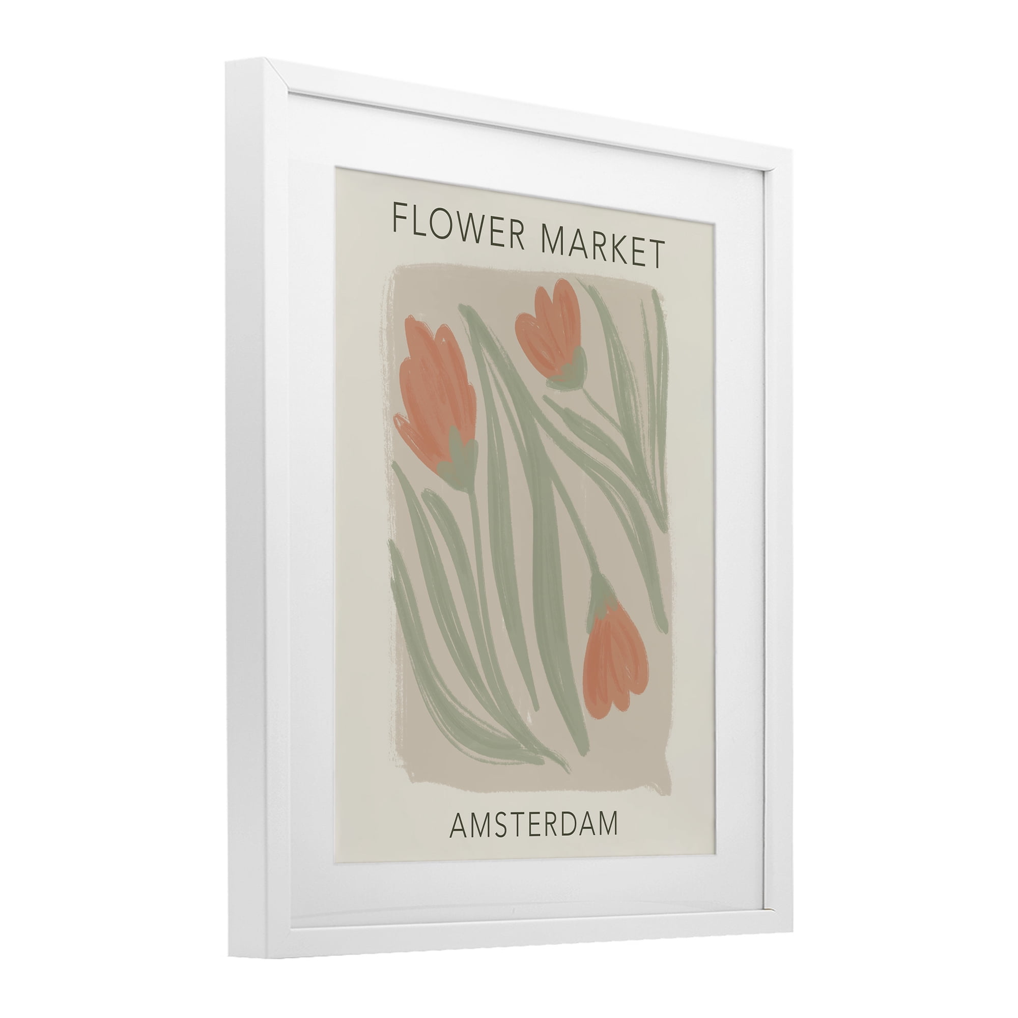 Stupell Industries Soft Amsterdam Flower Market White Framed Print Under Glass, design by Lucille Price