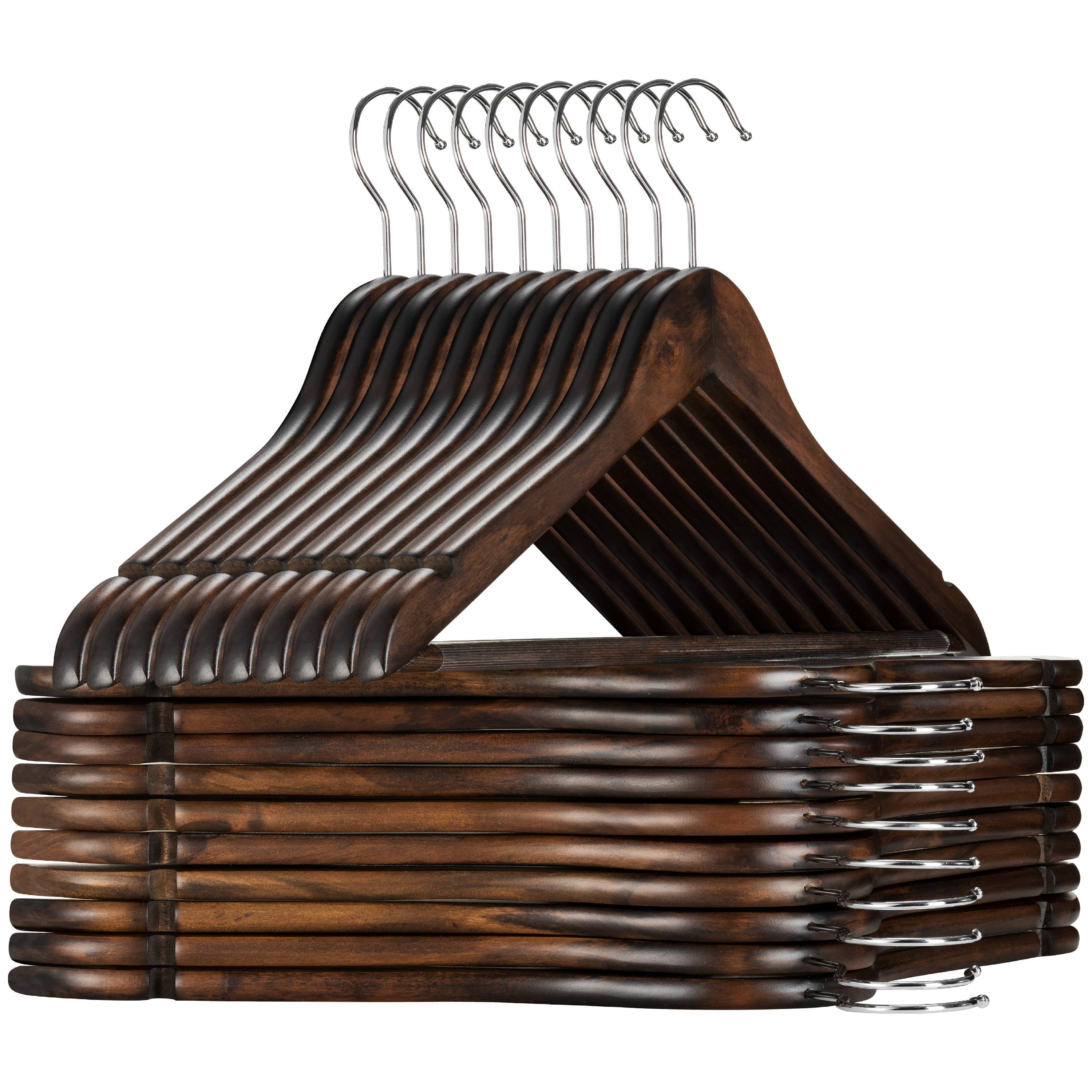 High-Grade Wooden Suit Hangers 30 Pack Solid Wood Coat Hanger W// Cut Notches