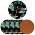 thumbnail image 2 of Dragonfly Set of 6 Round Microfiber Leather Coasters, 11x11 cm/4.3x4.3 in, Drink Coasters for Cups, Heat Absorbent Coasters for Drinks, Coaster Set for Home and Kitchen - Black, 2 of 6