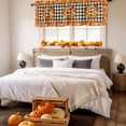 thumbnail image 3 of Thanksgiving Orange Valances for Windows, 42 x 18in, Pumpkin Maple Leaf Harvest Retro Plaid Rod Pocket Kitchen Valance Curtain Light Filtering Window Treatments for Living Room Bedroom, 1 Panel, 3 of 7