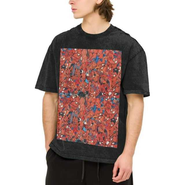 Spider-Man T-Shirt Vintage Lavé à Manches Courtes Épaules Tombantes - à Repasser