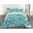 thumbnail image 2 of Ambesonne Aqua Quilted Coverlet 2 Pcs, Mandala Round, Twin Size, Turquoise Teal White, 2 of 4
