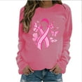 thumbnail image 3 of VKOYWKM Womens Breast Cancer Tops Breast Cancer Awareness T-Shirt Long Sleeve Pink Ribbon Graphic Tee Tops Fall Crew Neck Loose Fit Breast Cancer Pullover Sweashirt, 3 of 5