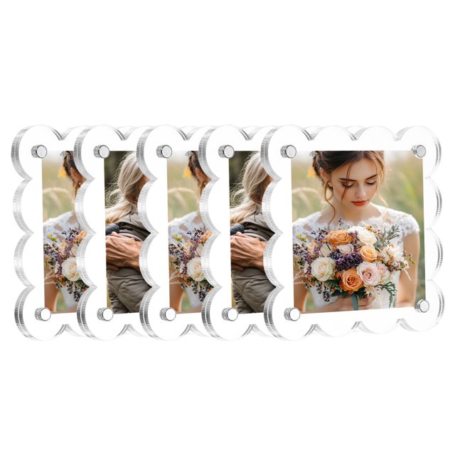 Uxcell 5 Pcs Marco Magnético de Acrílico para Refrigerador 3.1 x 3.1 Pulgadas Cuadrado Ondulado