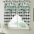 thumbnail image 5 of Daisy Eucalyptus Leaf Swag Valances for Windows 2 Pack Summer Flower Black White Plaid Swag Kitchen Curtains 36 Inches Long Rod Pocket Short Window Treatment for Kitchen Bathroom 28"x36", 5 of 9