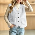 thumbnail image 2 of LIaqionyy Girls Fleece Vest V Neck Sleeveless Outerwear Kids Casual Lightweight Button down Sherpa Waistcoat with Pocket, 2 of 8