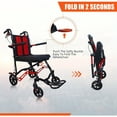 thumbnail image 5 of Folding Wheelchair, 19LBS Lightweight Portable Transport Chairs for Adults, 8" Rear Wheels, 16.1"W x 15.8"D Seat (220lbs Capacity), 5 of 12