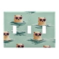 thumbnail image 2 of Haosy Light Switch Cover Plate 2 Gang Electrical Outlet Covers Otter with Sunglasses Swimming Decorate Wall Plate 4.56”x4.48”, 2 of 8