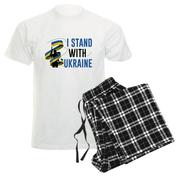 CafePress - I Stand With Ukraine Men's Light Pajamas - Men's Light Loose Fit Cotton Pajama Set