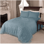 Beatrice Home Fashions Medallion Chenille, King, Blue