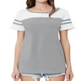 thumbnail image 3 of CHOK Women Stripe Stitching Short Sleeve Colorblock T-shirt, 3 of 7