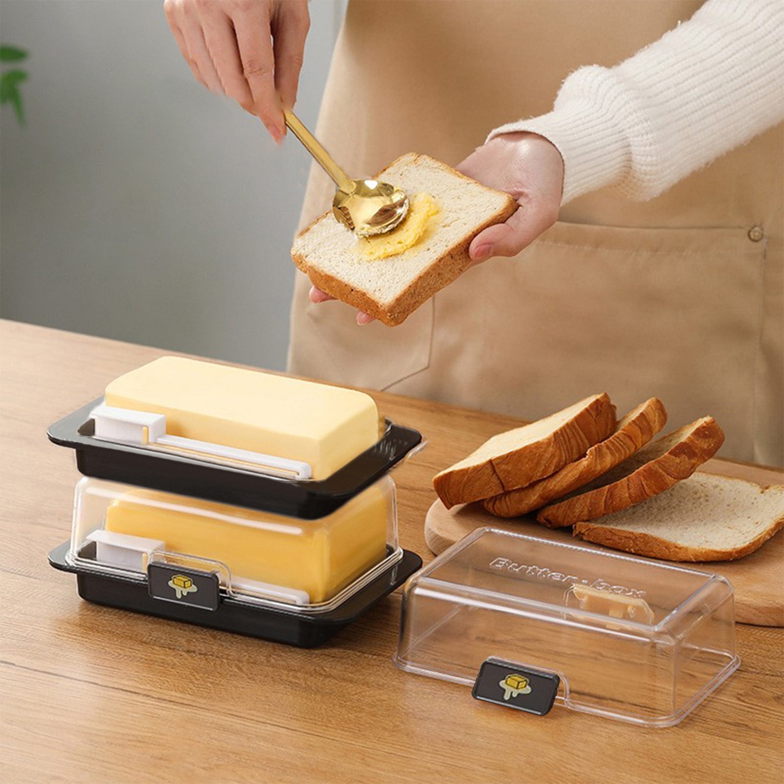 Tunhigl Storage Box Cutting Dividing Organizer Cheese Slices Divider Carton