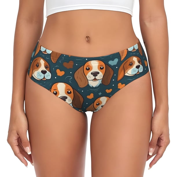 Fotbe Cute Puppy Calzones Estampados para Mujer – Ropa Interior de Algodón, Cómoda, Suave y Elástica-Medium