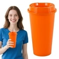 thumbnail image 2 of 1 Pc 650ml Reusable Coffee Cups with Lids, To Go Travel Cups, Hot or Cold Drinks, Dishwasher and Microwave Safe, 6.46 Inch, Orange, 2 of 8