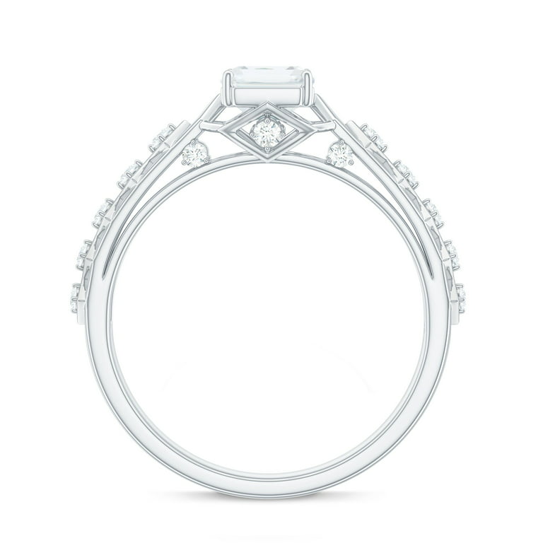 Art Deco Moissanite Solitaire Engagement Ring (7X5 mm, 2 CT, D-VS1