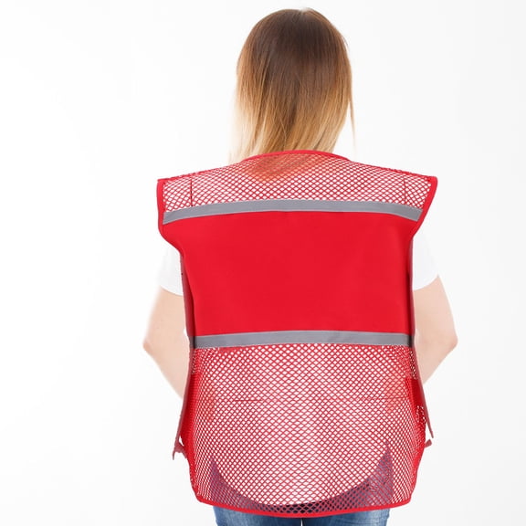 Soimiss High Visibility Red Safety Vest Breathable Mesh for Outdoor Use