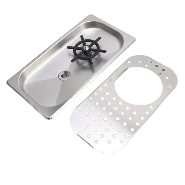 Countertop Glass Rinser, 304 Stainless Steel Glass Rinser Cup Washer Bar Sink with Glass Rinser Tray Hose for Bar Coffee Shop