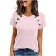 thumbnail image 1 of Tops de Mujer, Manga Corta Sólida Cuello Redondo Botón Arriba Blusa Casual de Negocios, 1 of 9