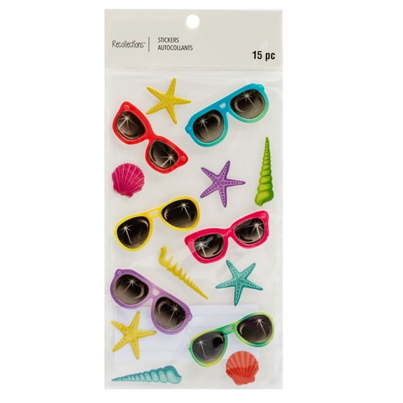 Recollections Sunglass Dimensional Stickers, 12 Pack
