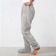 thumbnail image 4 of KHONTS Women's Plush Footed Pajama Pants Comfy Soft Winter Casual Home Trousers Grey XXL, 4 of 5