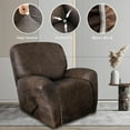 thumbnail image 2 of Recliner Chair Covers Leather Like, 4 Pieces Lazy Boy Recliner Cover for Recliner Chair, Soft Sofa Slipcover Furniture Protector Washable Sofa Cover for Pets Kids (X-Large, Dark Brown), 2 of 13