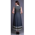 thumbnail image 5 of Bimba Dark Blue Damask Printed Women Designer Mandarin Collar Anarkali Dress Indian Ethnic Kurta Medium, 5 of 6